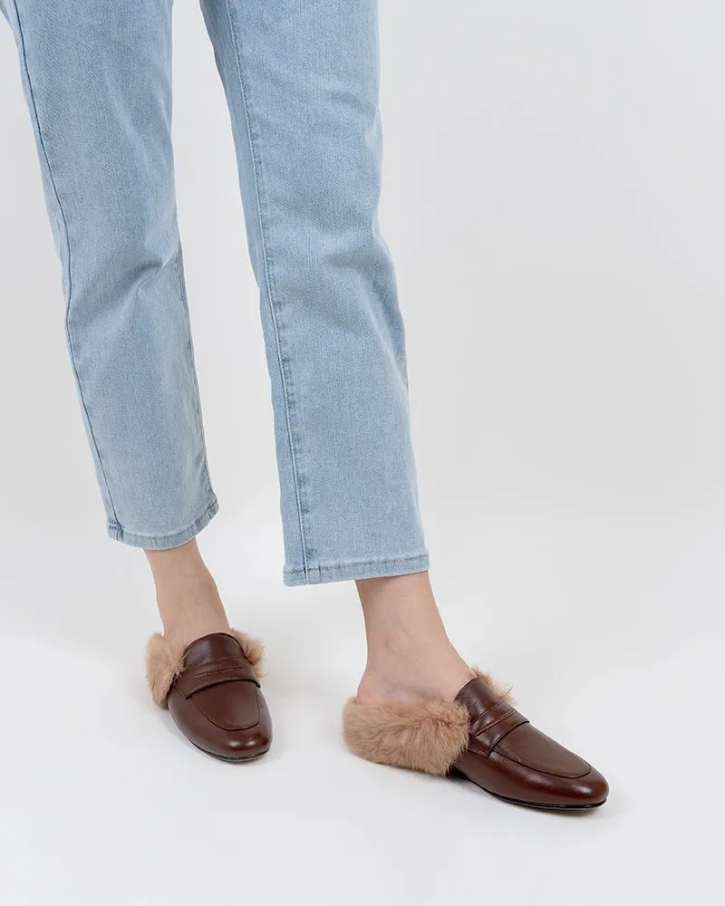 Round Toe Backless Slip-on Flat Mules