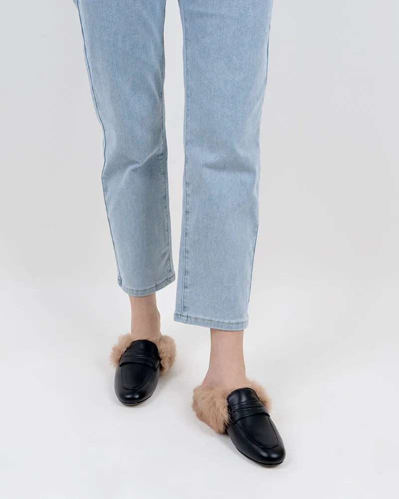 Round Toe Backless Slip-on Flat Mules