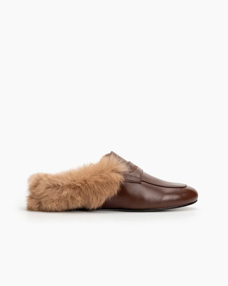 Round Toe Backless Slip-on Flat Mules