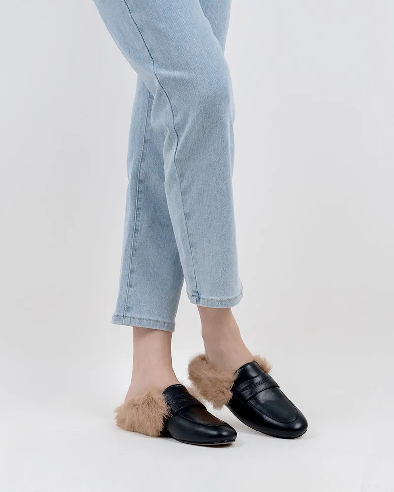 Round Toe Backless Slip-on Flat Mules