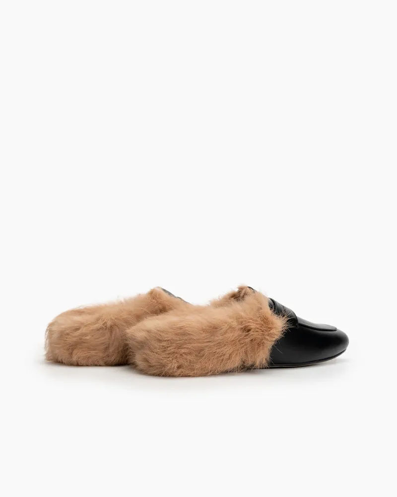 Round Toe Backless Slip-on Flat Mules