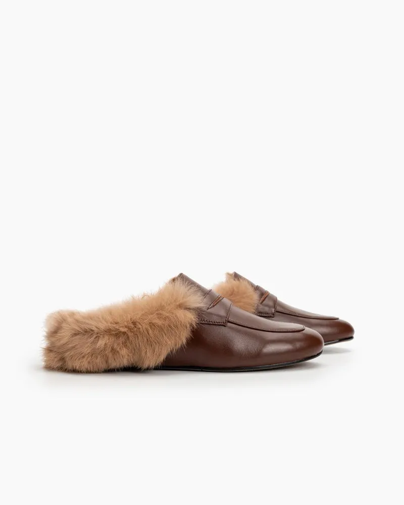 Round Toe Backless Slip-on Flat Mules