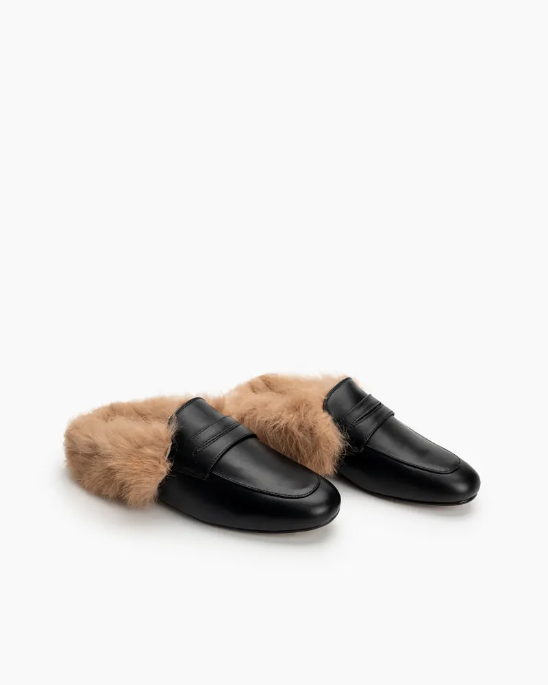 Round Toe Backless Slip-on Flat Mules
