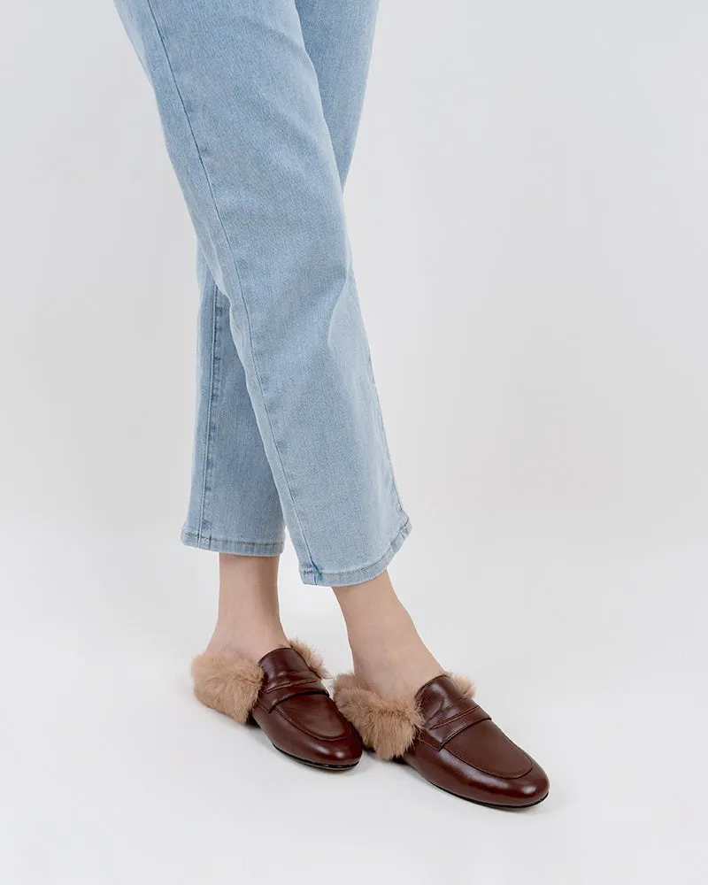 Round Toe Backless Slip-on Flat Mules