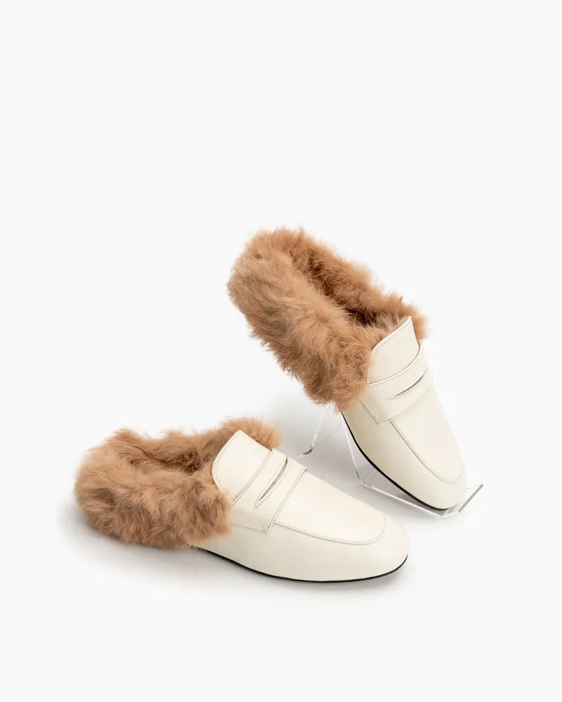 Round Toe Backless Slip-on Flat Mules