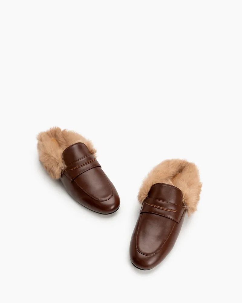 Round Toe Backless Slip-on Flat Mules