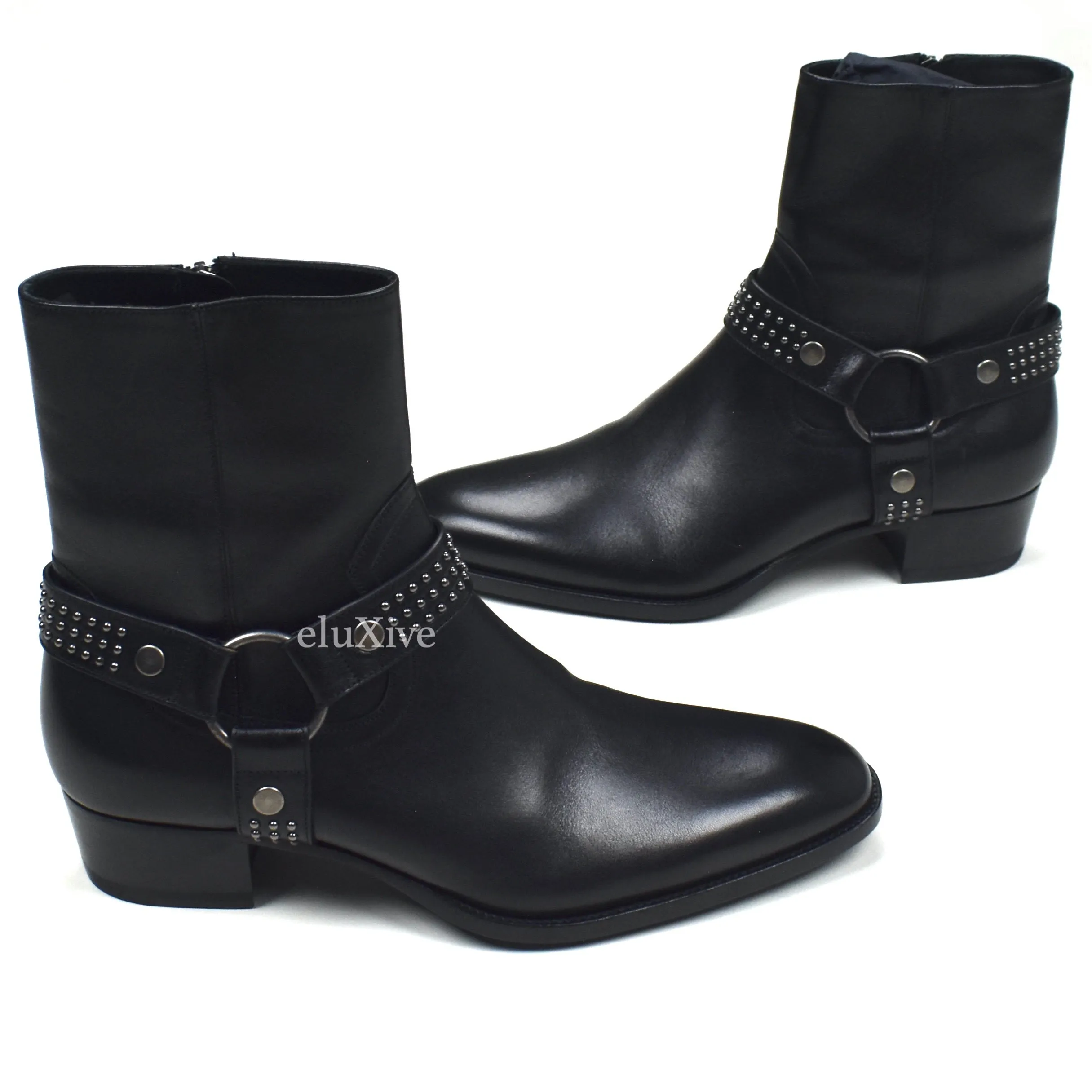 Saint Laurent - Black Kangaroo Wyatt 40 Stud Riding Boots