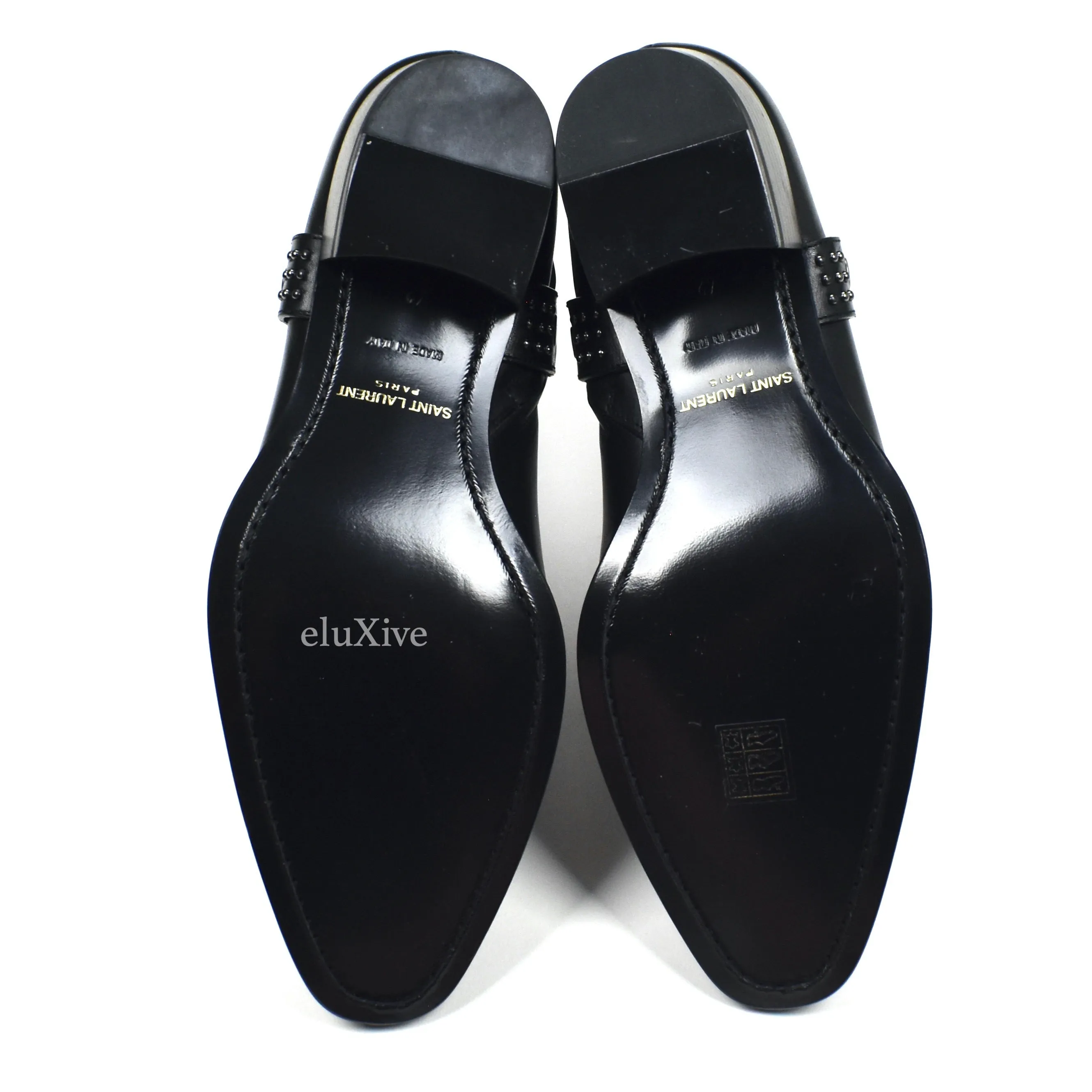 Saint Laurent - Black Kangaroo Wyatt 40 Stud Riding Boots
