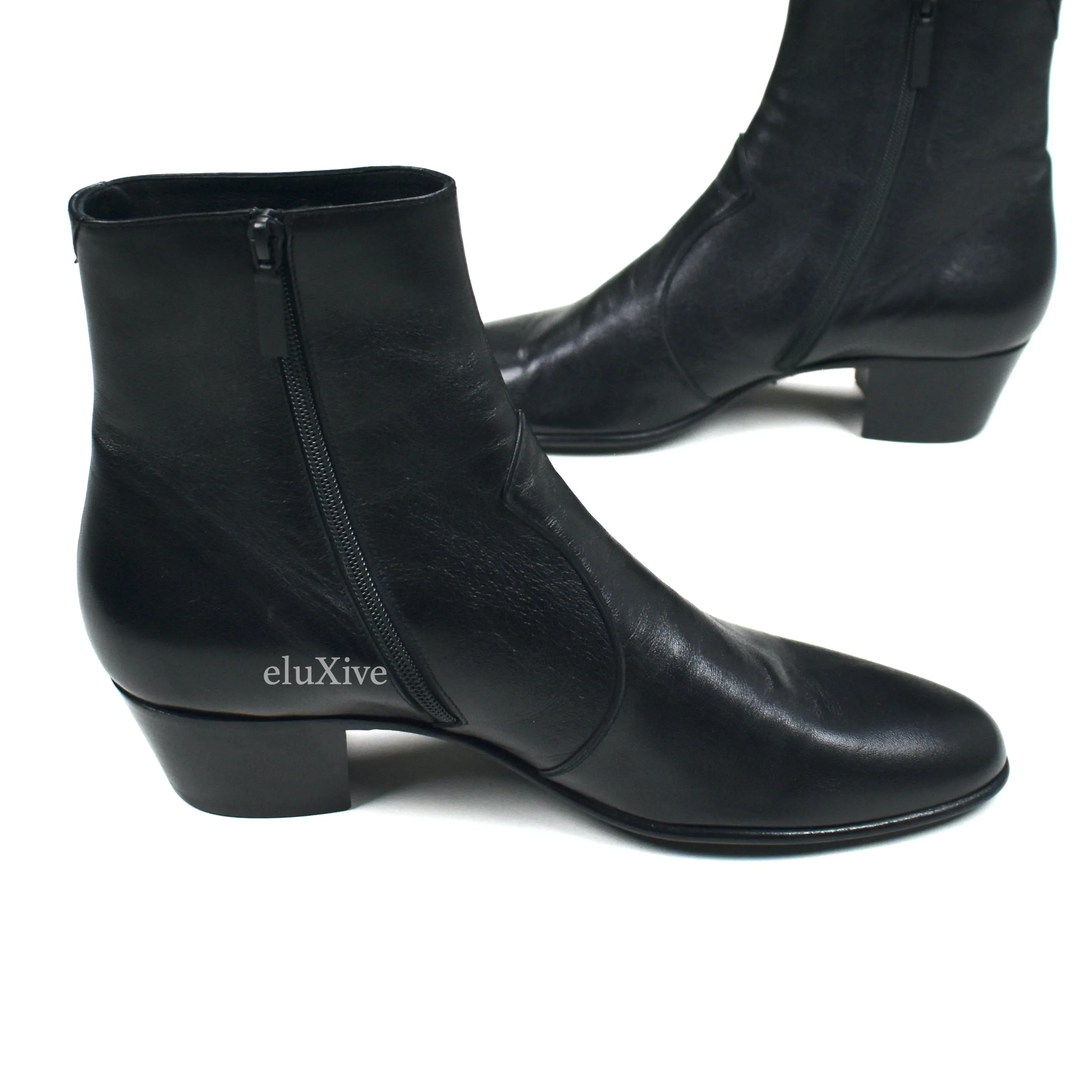 Saint Laurent - Black Leather Zippered Joey Boots