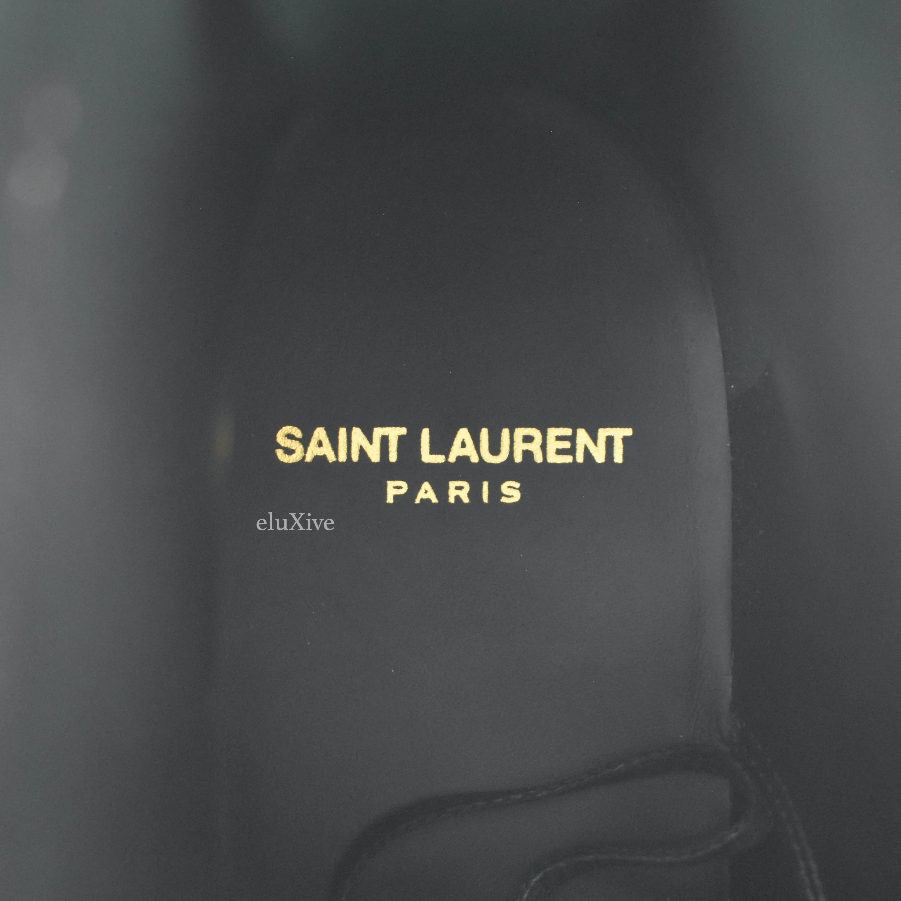 Saint Laurent - Black Patent Leather Brogue Army Boots