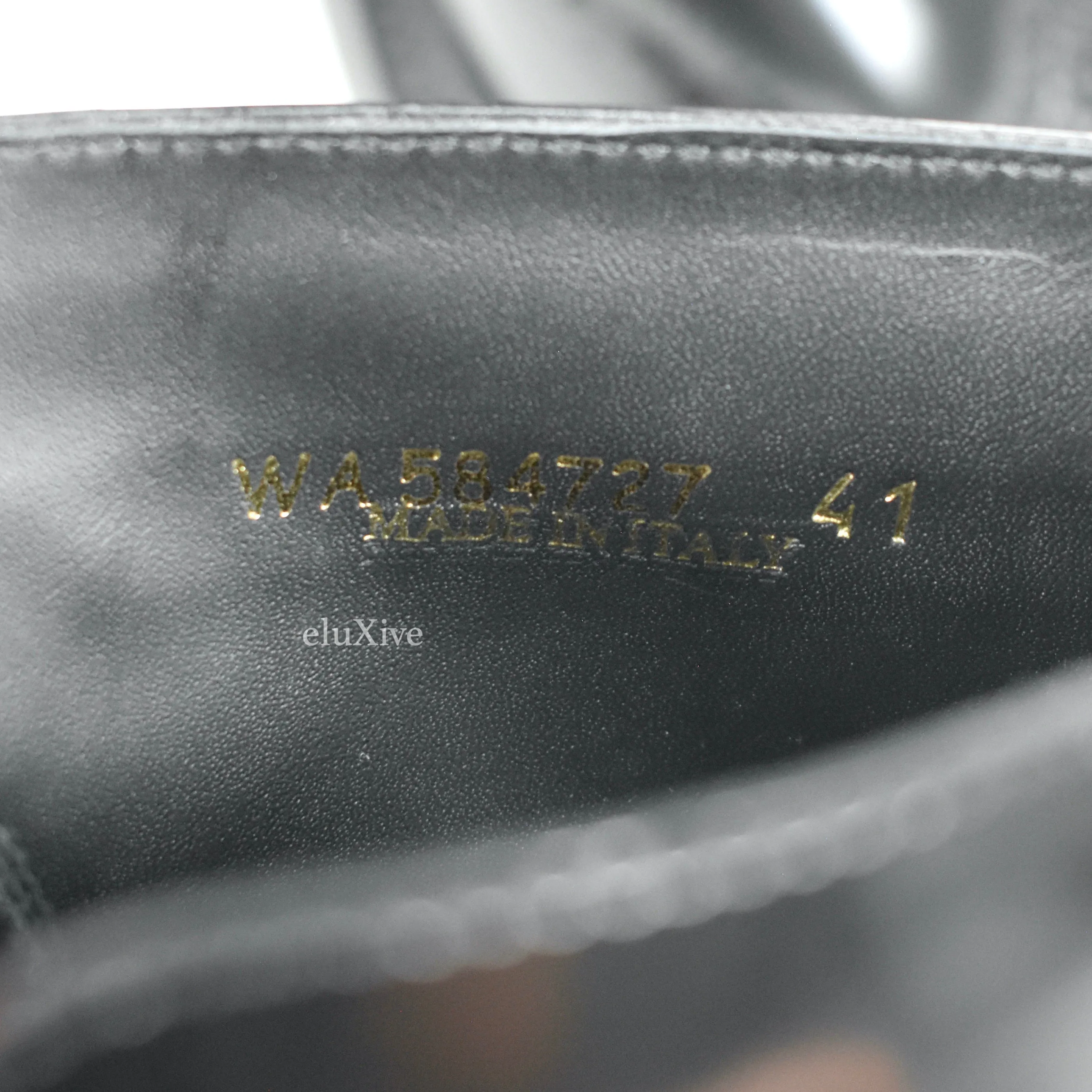 Saint Laurent - Black Patent Leather Brogue Army Boots
