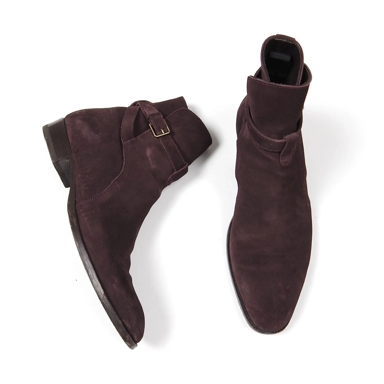Saint Laurent Suede Wyatt 30 Jodhpur Boots Deep Blood Size 41.5