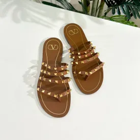 Valentino Brown Rockstud Sandals size 40.5