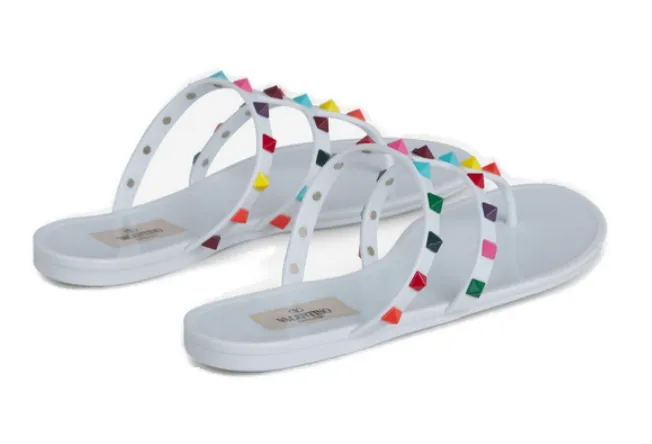 VALENTINO GARAVANI - Rockstud thong flat sandals