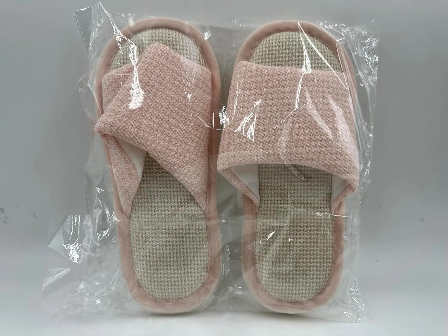Women's Linen Slippers Cloth Slippers Soft Thick Soled Slippers Open Toe Slip On Bedroom Shoes With Memory Foam