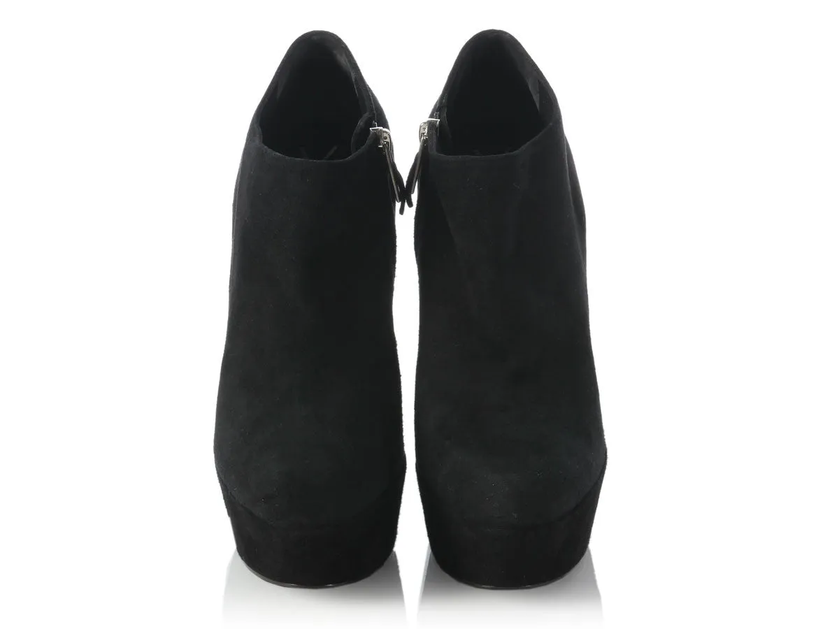 YSL Black Suede Aliama Ankle Boots